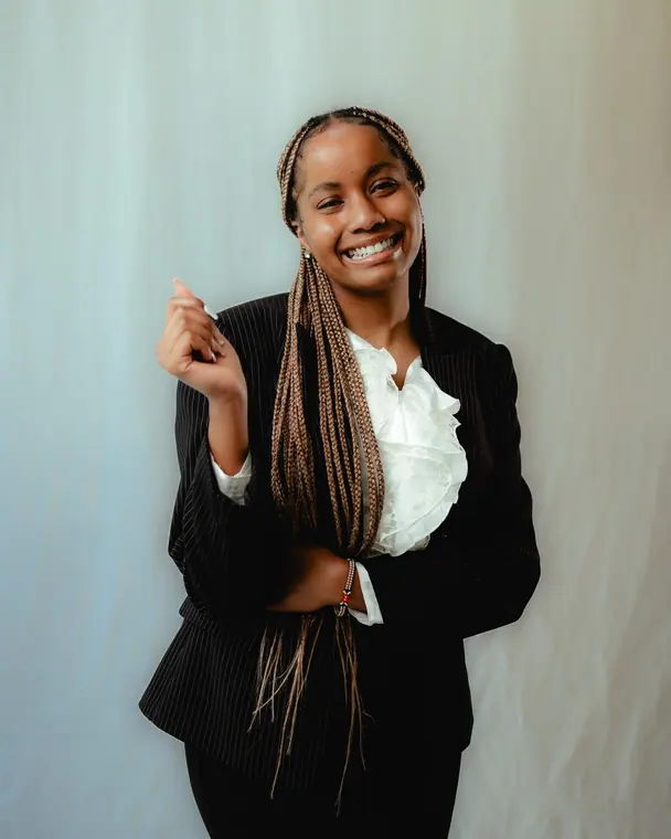 Single-light studio portrait on a seamless backdrop